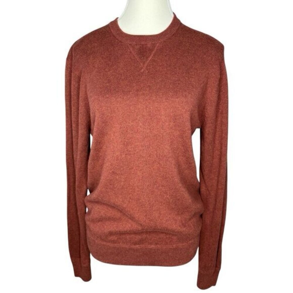 Faherty Brand Cotton Cashmere Crewneck Sweater Rust Brown‎ Indigo Dyed Womens S